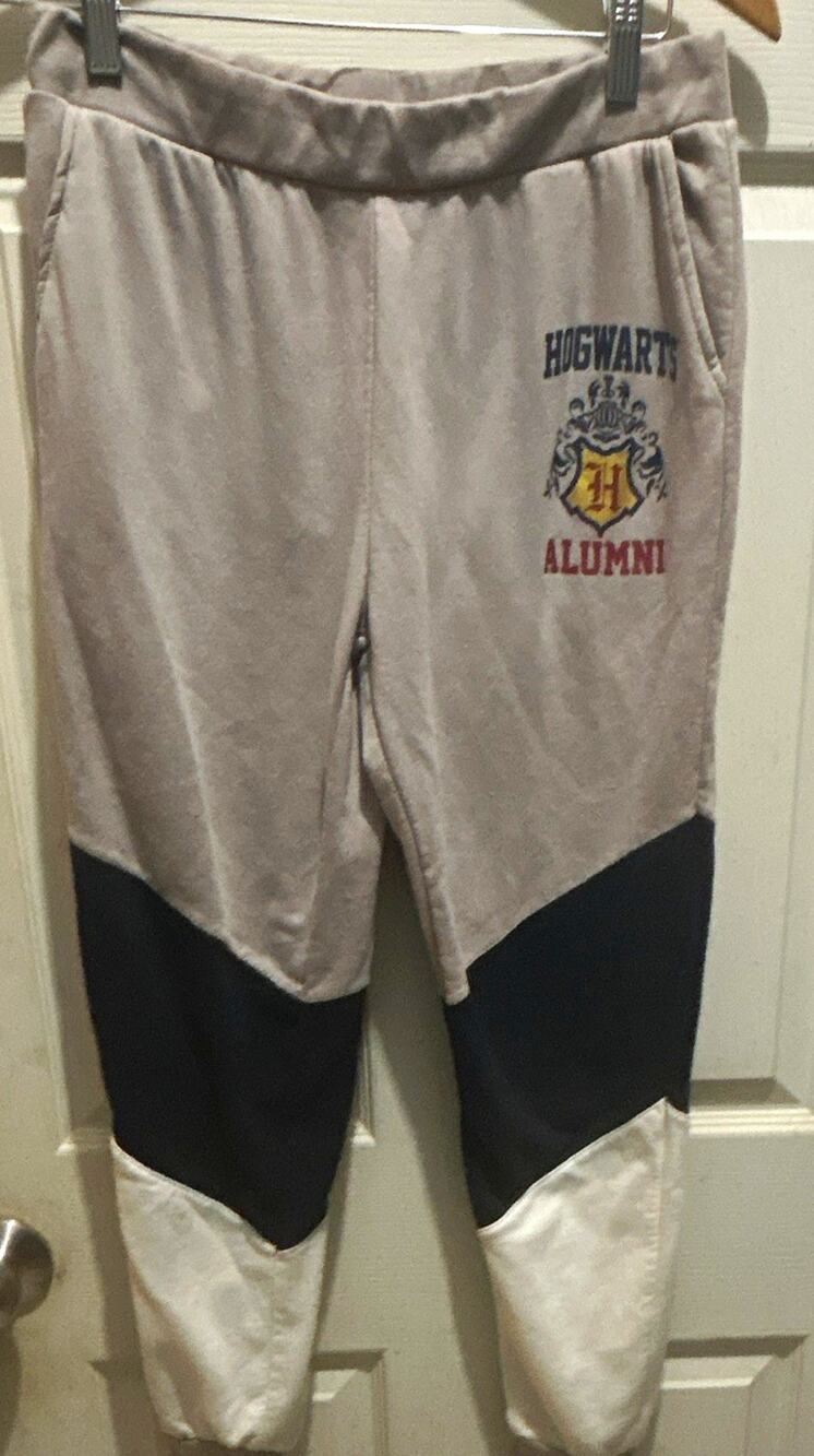 Harry Potter Hogwarts Alumni Jogger Sweatpants Gray Black Colorblock Women's M